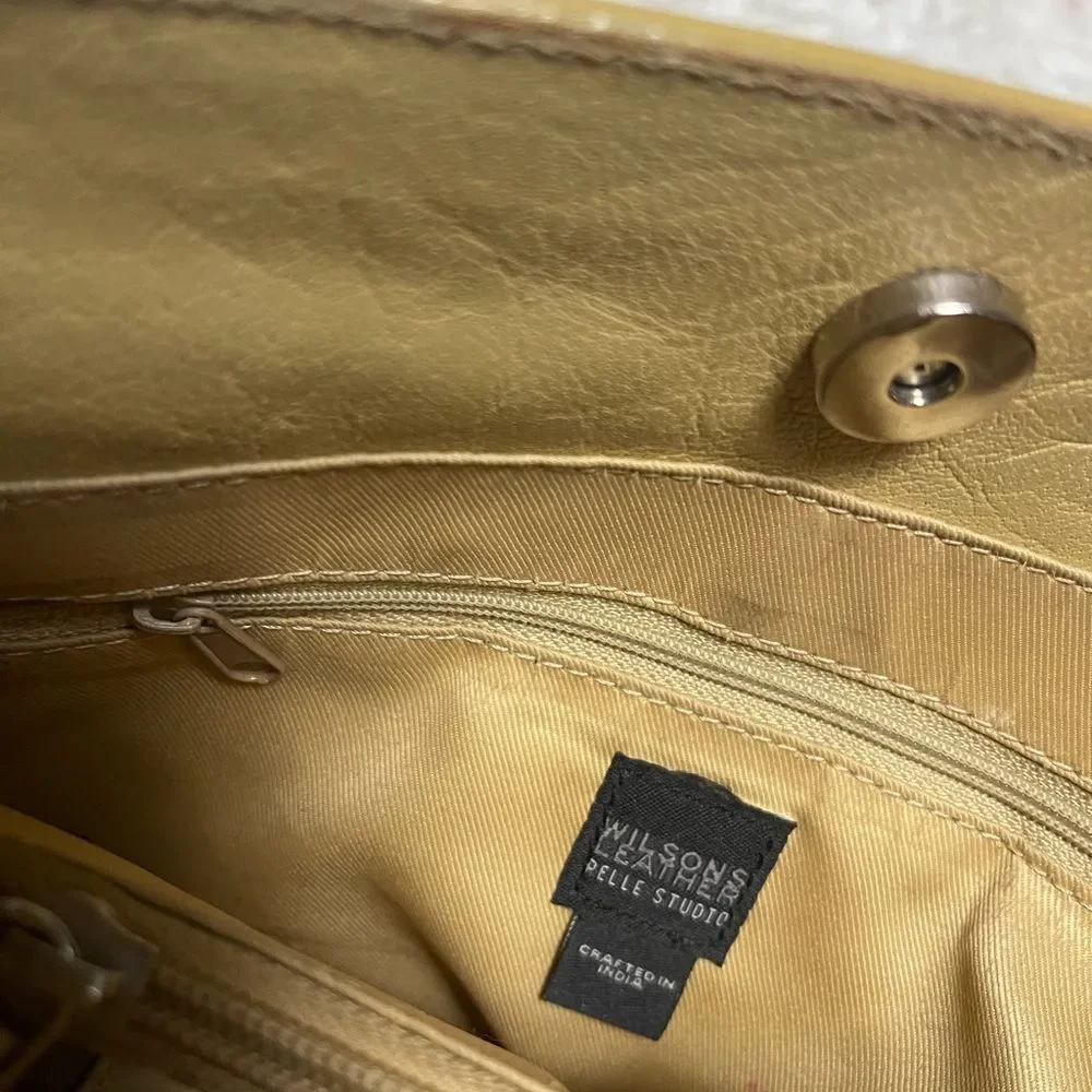 Wilson's Leather Pelle Studio leather Butterscotch Bucket  medium shoulder bag
